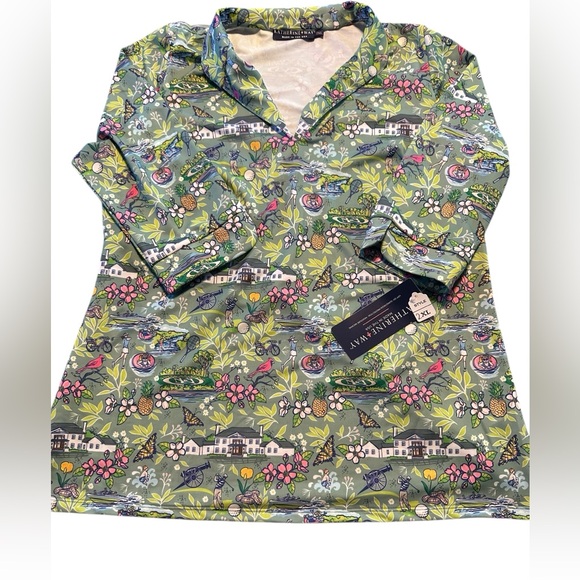 Katherine Way Tops - Katherine Way 2X UPF 50+ Botanical Print Sun Golf  Shirt Made USA NWT Stretchy